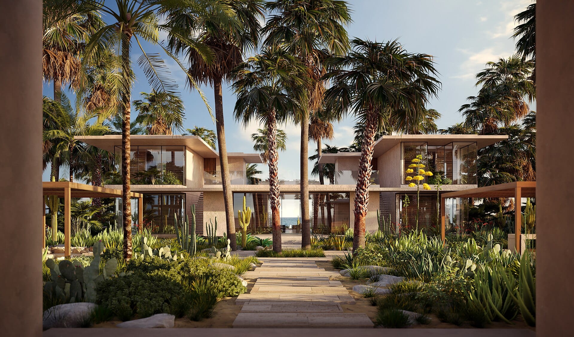 Private villas among palms at an Aman resort